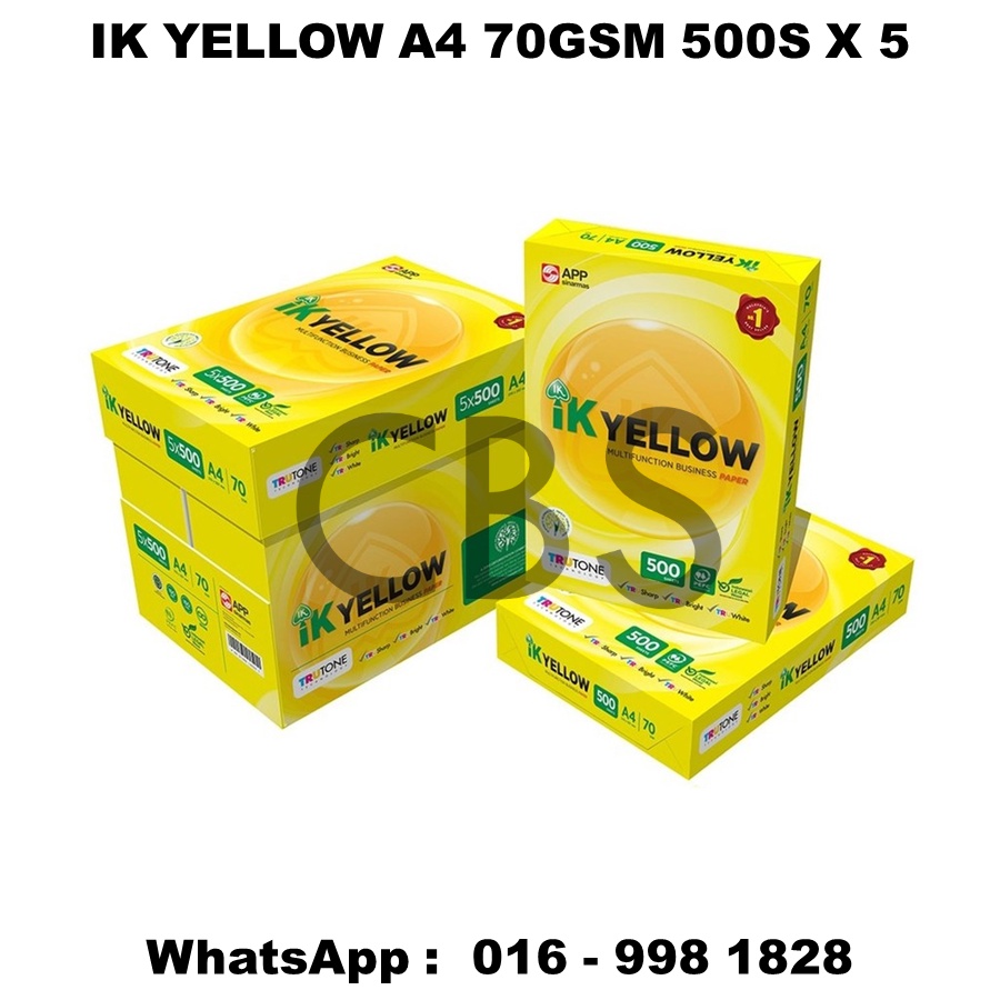 Ik Yellow A4 Paper 70gsm 500sheets White Printing Photocopy Cetak Copy ...