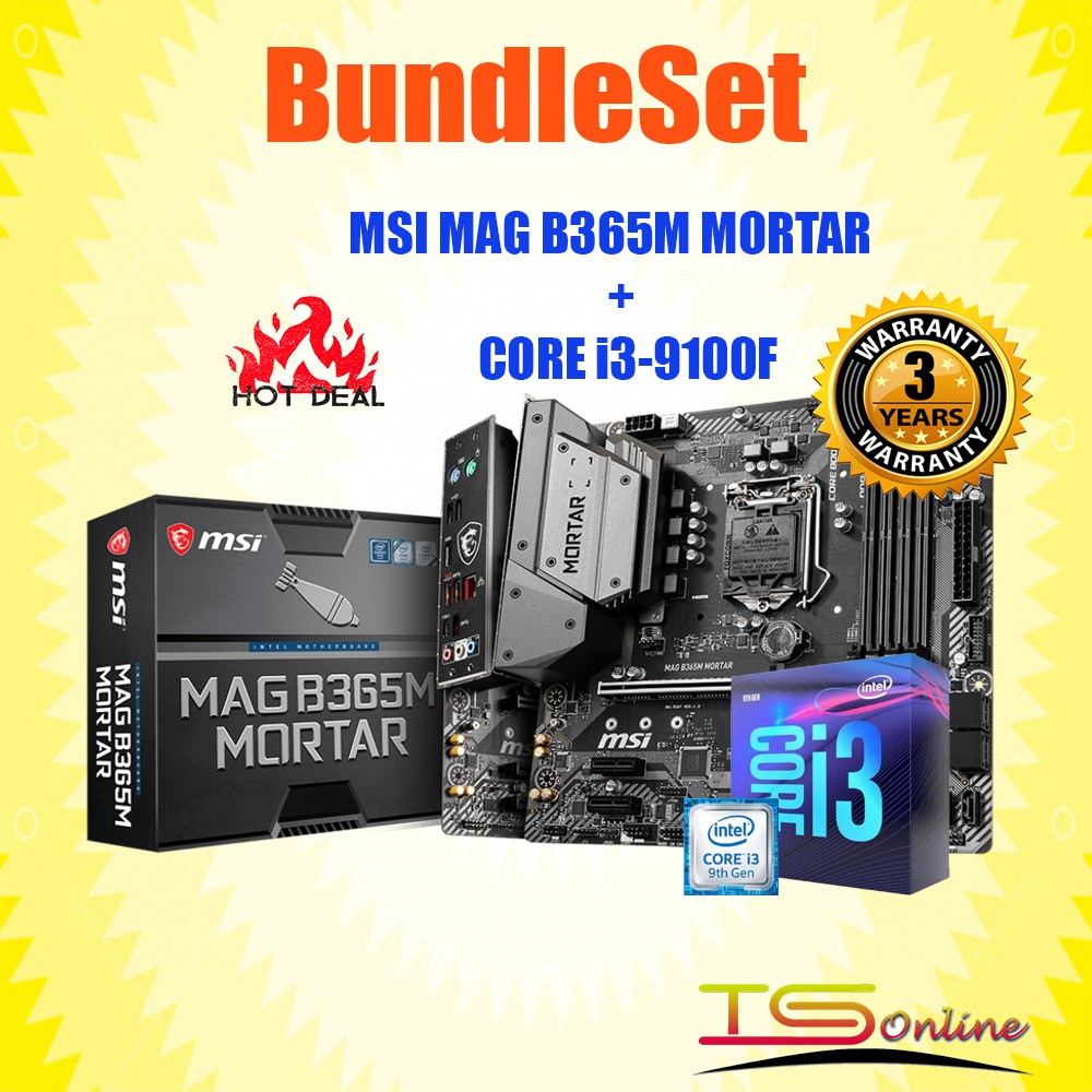 Intel Core i3 9th Gen | i3-9100F LGA1151 3.6Hz Desktop Processor Bundle  With Motherboard