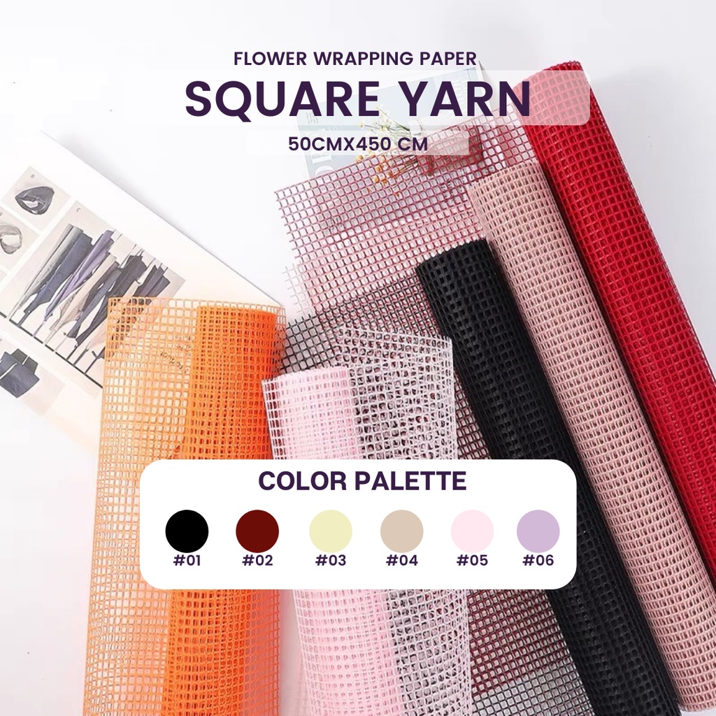 [4.5M] SQUARE GRIDS YARN Flower Wrapping Paper Bouquet Gift Florist ...