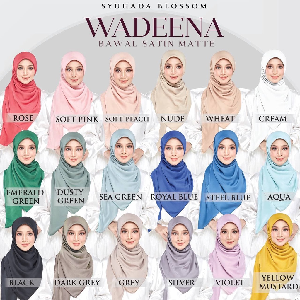 TUDUNG BAWAL PLAIN BAWAL SATIN WADEENA MATTE SYUHADA BLOSSOM LOOK ...