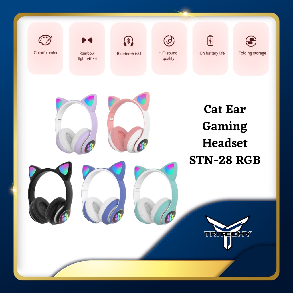Cat Wireless Gaming Headset STN28 RGB Shopee Malaysia
