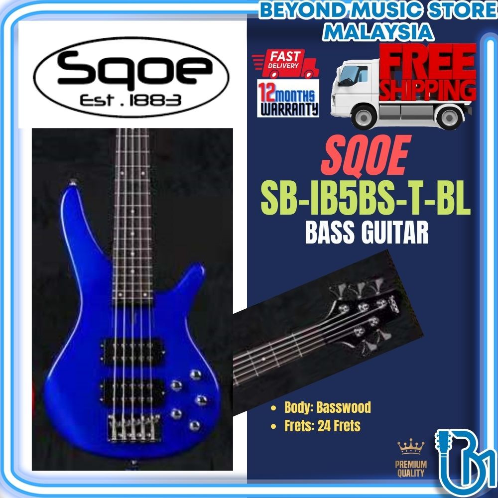 SQOE SB IB5BS T BL 5 Strings Bass Guitar Active Pickup Rosewood Fretboard Blue SB IB5BS T SB IB5BST