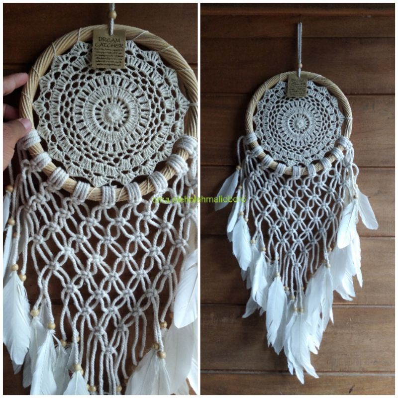 PUTIH Macrame DREAMCATCHER Large Rattan DIAMETER 22CM White Color (Unit ...