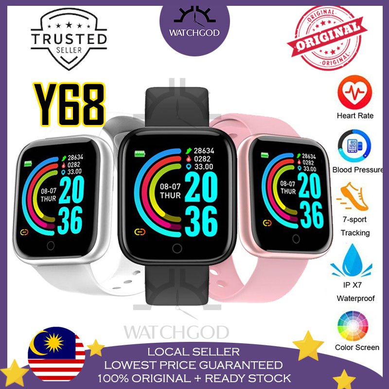 Malaysia 6 Months Warranty Y68 Smart Watch Fitness Tracker