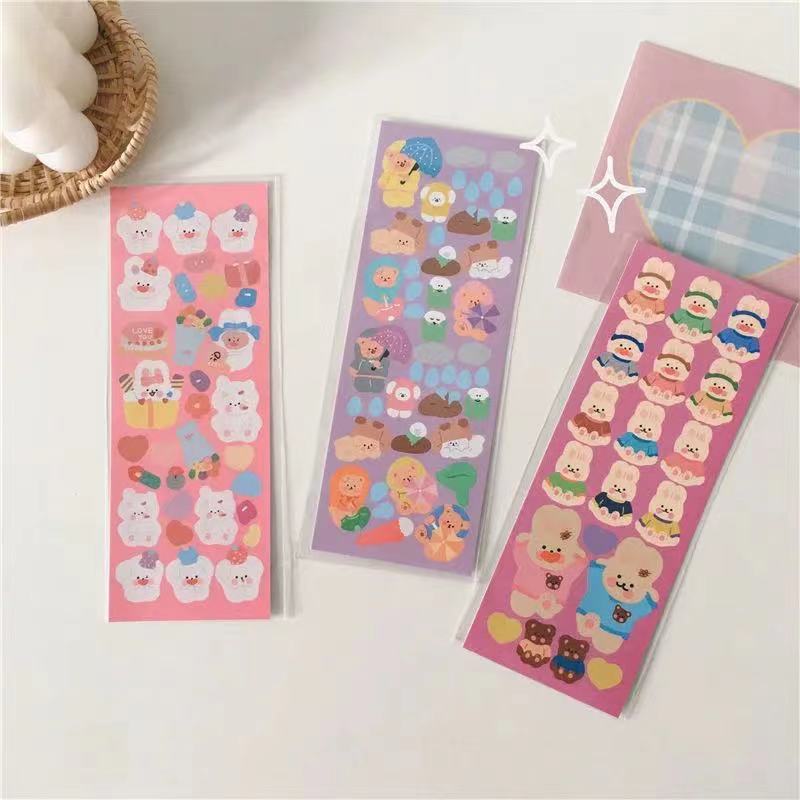 Lolo Korean IG Cute Cartoon Rabbit Hearts Kpop Stickers Scrapbook Polco ...