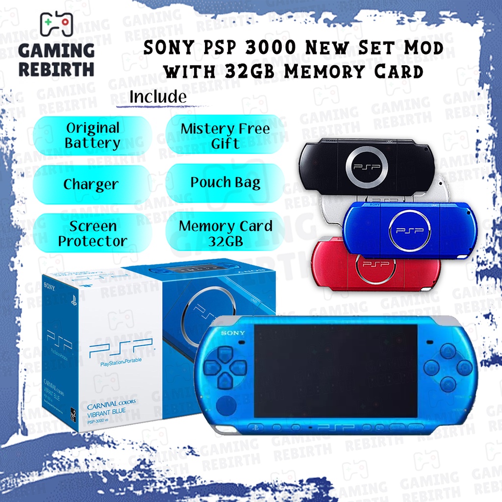 SONY PSP 3000 Full Set come with 32GB Memory Card + FULL GAME(CAN