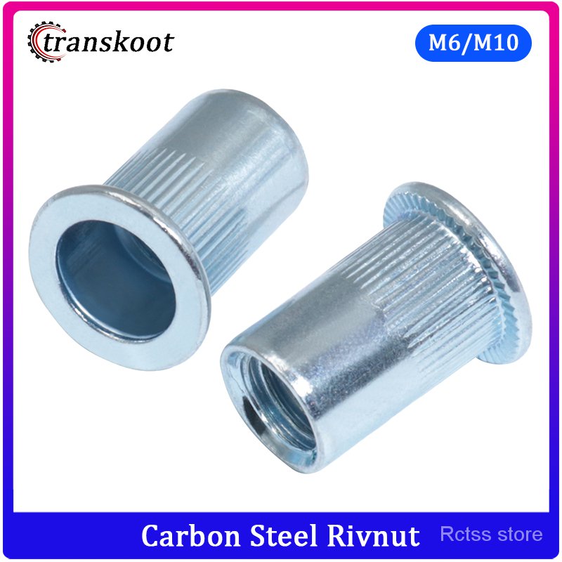 20Pcs M3 M4 M5 M6 M8 M10 M12 Carbon Steel Rivnut Flat Head Threaded ...