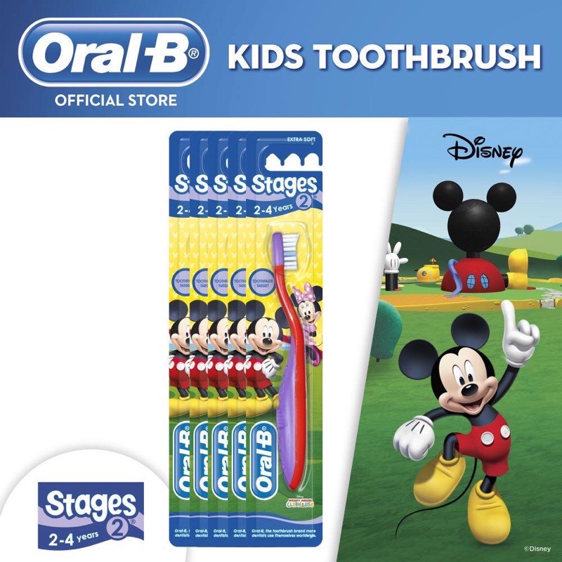 Oral-B Stages 2 (2-4 Years Old) Mickey & Minnie Mouse Toothbrush 1S ...