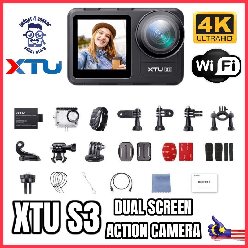 XTU S3 WiFi Action Camera Dual Screen Display 4K30FPS 20MP Waterproof Night  Vision Akaso Brave 7 Brave 7 LE Campark