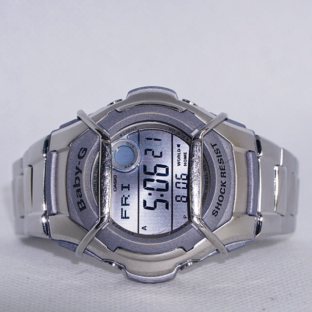 Casio Baby G MSG 134 Stainless Steel GMS series silver blue watch