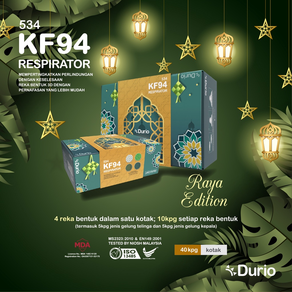 Durio 534 KF94 Respirator Raya Edition 2022 Face Mask (40 Pcs) | Shopee ...