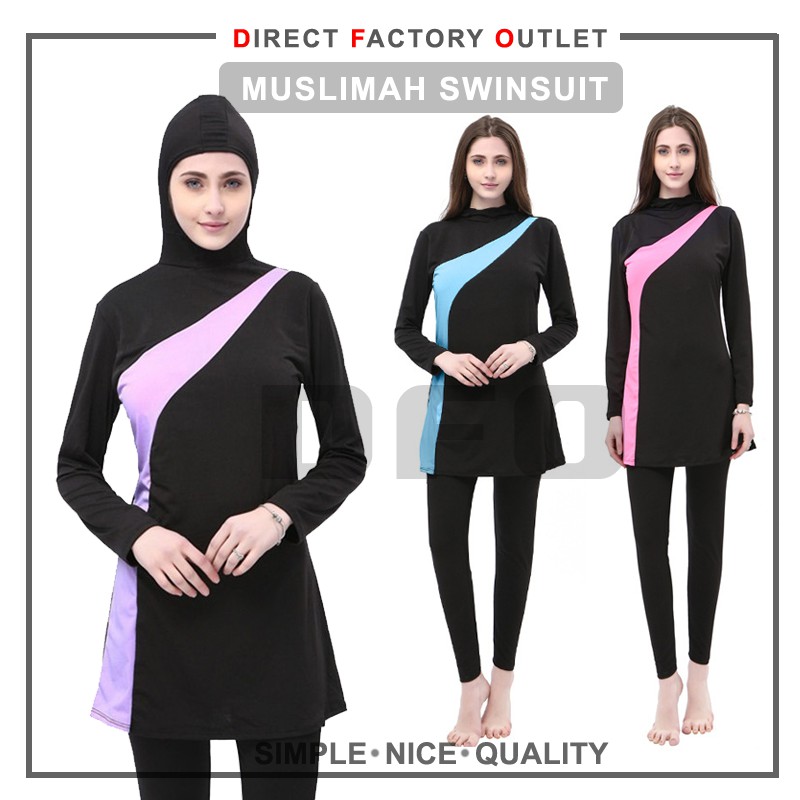 Dfo Muslimah Swimsuit Hijab Women Female Swimming Suit Baju Renang Plus