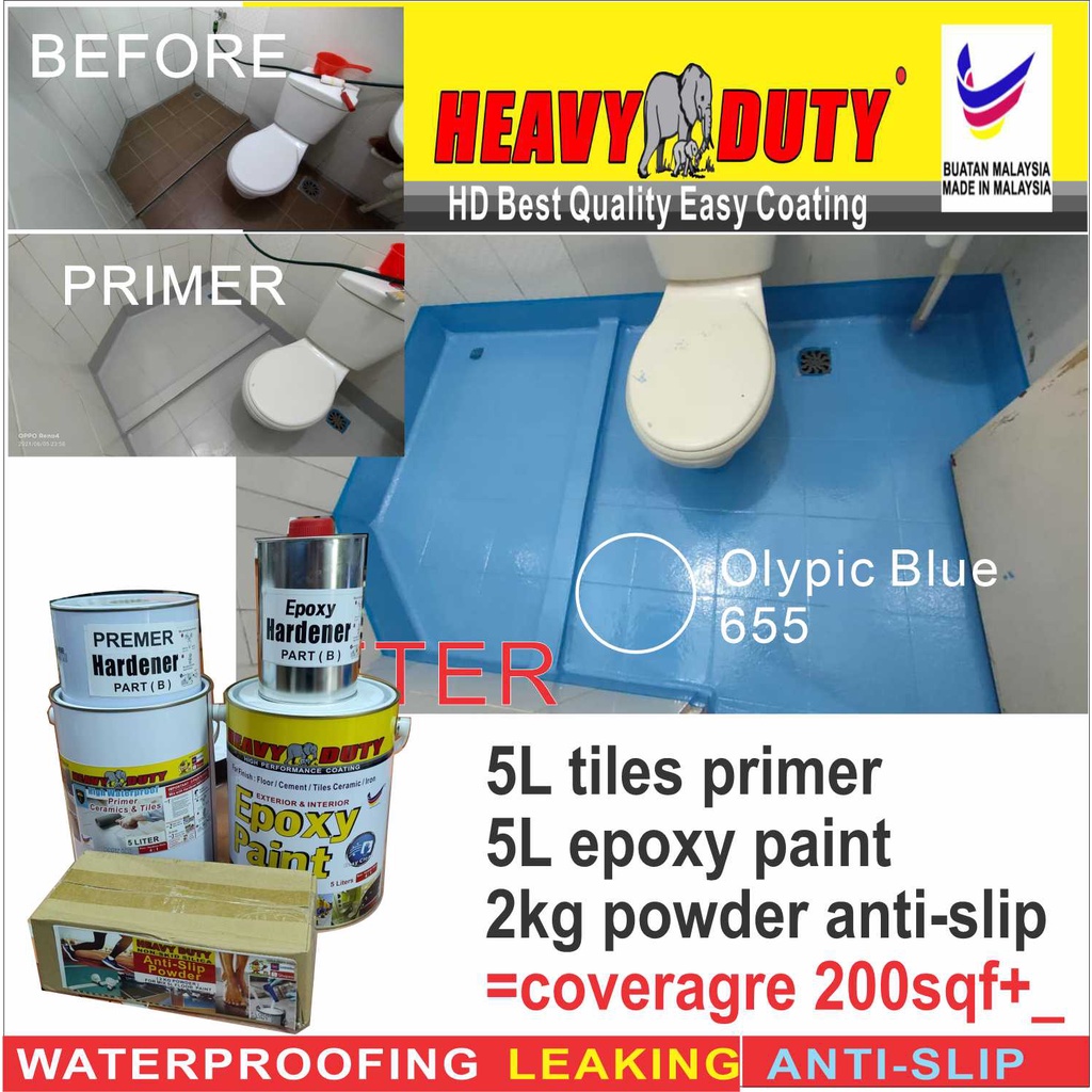655 OLYMPIC BLUE / BIG FULL SET Epoxy Floor Coating ( 5L PRIMER