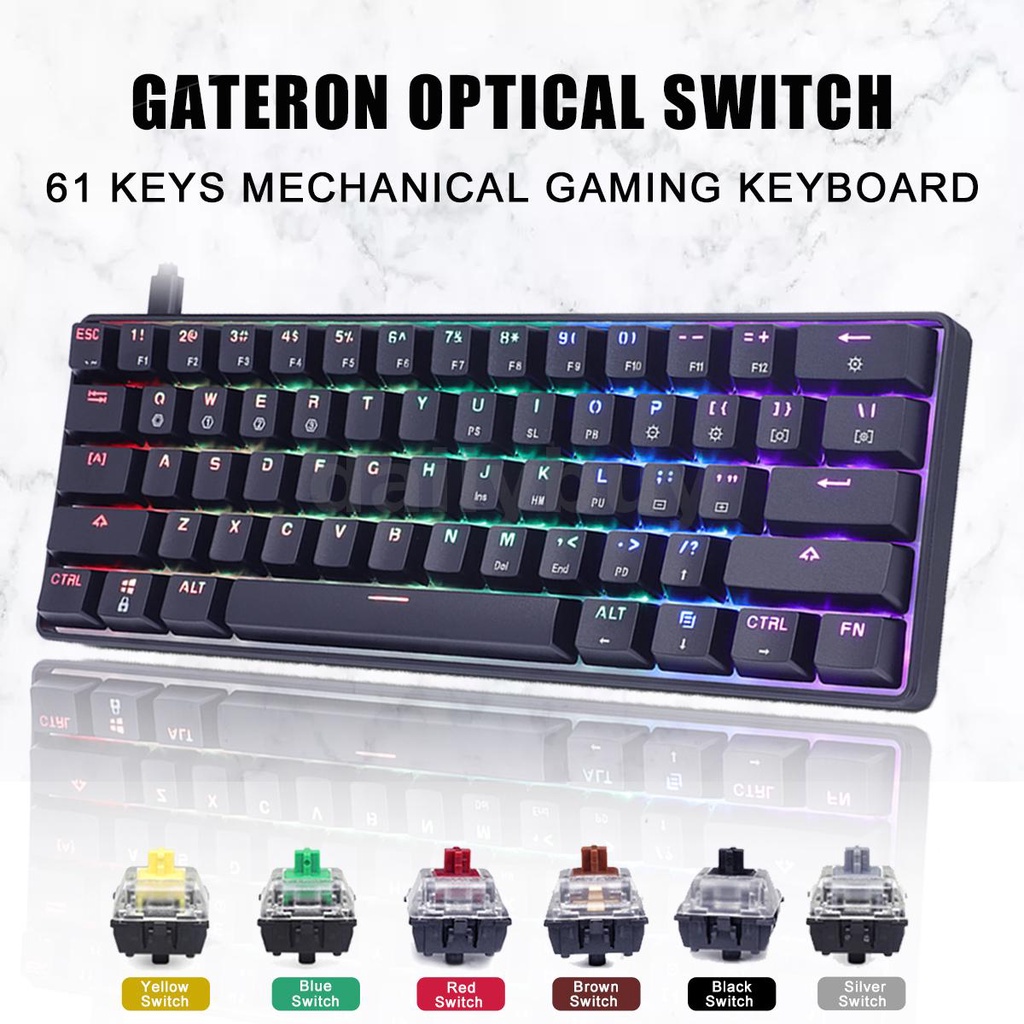 Geek DIY GK61 Mechanical Keyboard 61 Keys Hot Swappable yellow Switch ...