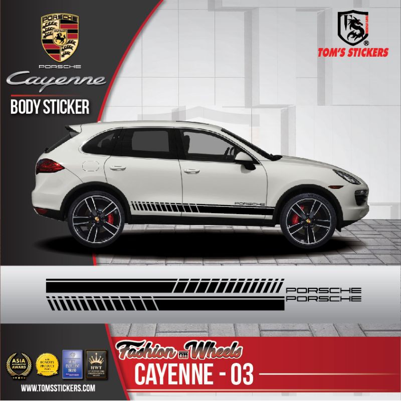 ☓☽Dedicated to Porsche Cayenne Car Sticker Flower Cayenne Body Waist Line  Modified Sticker Car Color