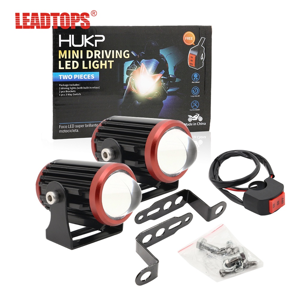 LEADTOPS Motorcycle LED Headlight Projector Fisheye Lens White Yellow