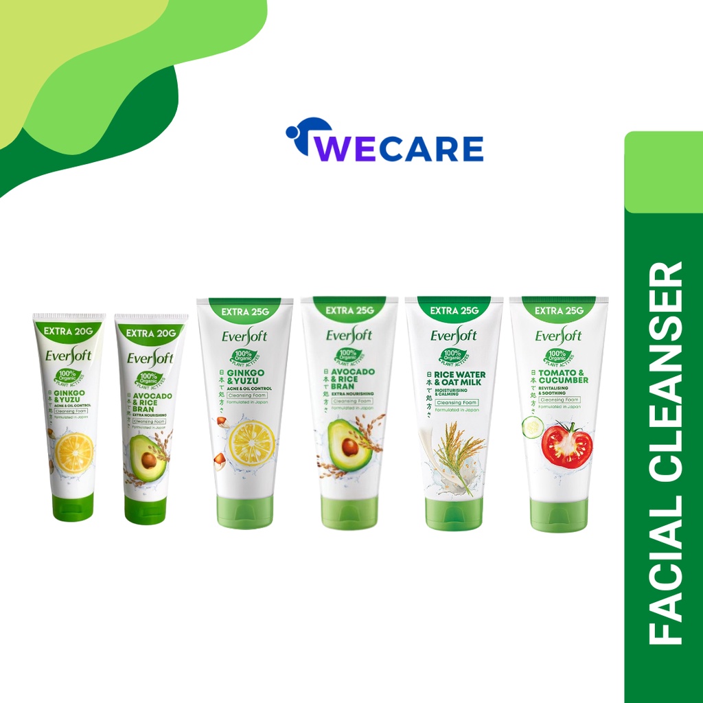 Eversoft Facial Cleanser (120g / 195g) - (Avocado / Ginkgo / Oat Milk ...