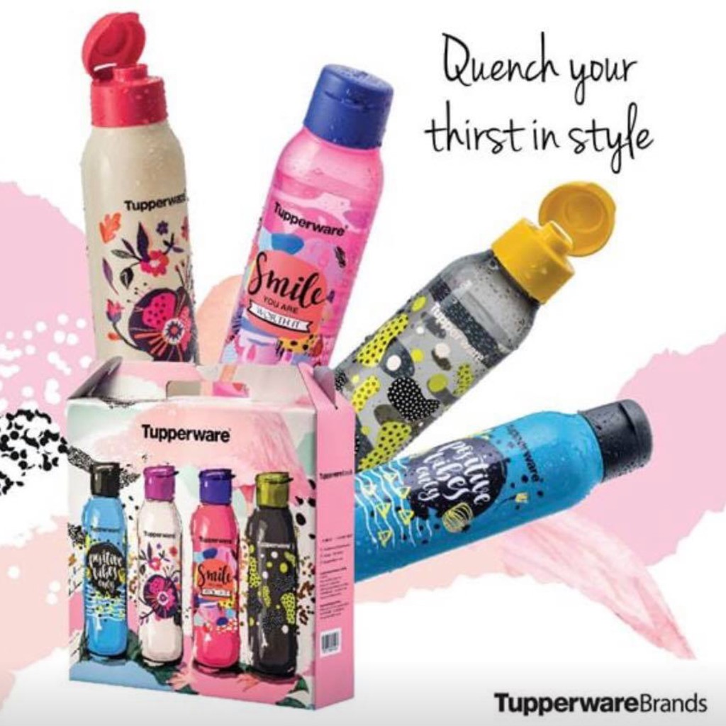Tupperware Cool N Chic Round Eco Bottle (4) 750ml - Flip Top Cap ...