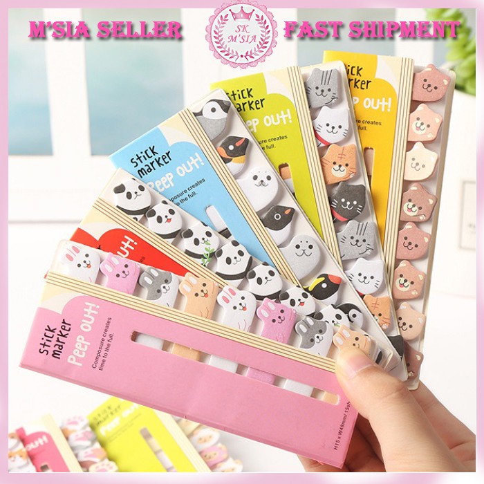 SKM Bookmarks Sticky Note Memo Pad Animal Cute Designs | Shopee Malaysia