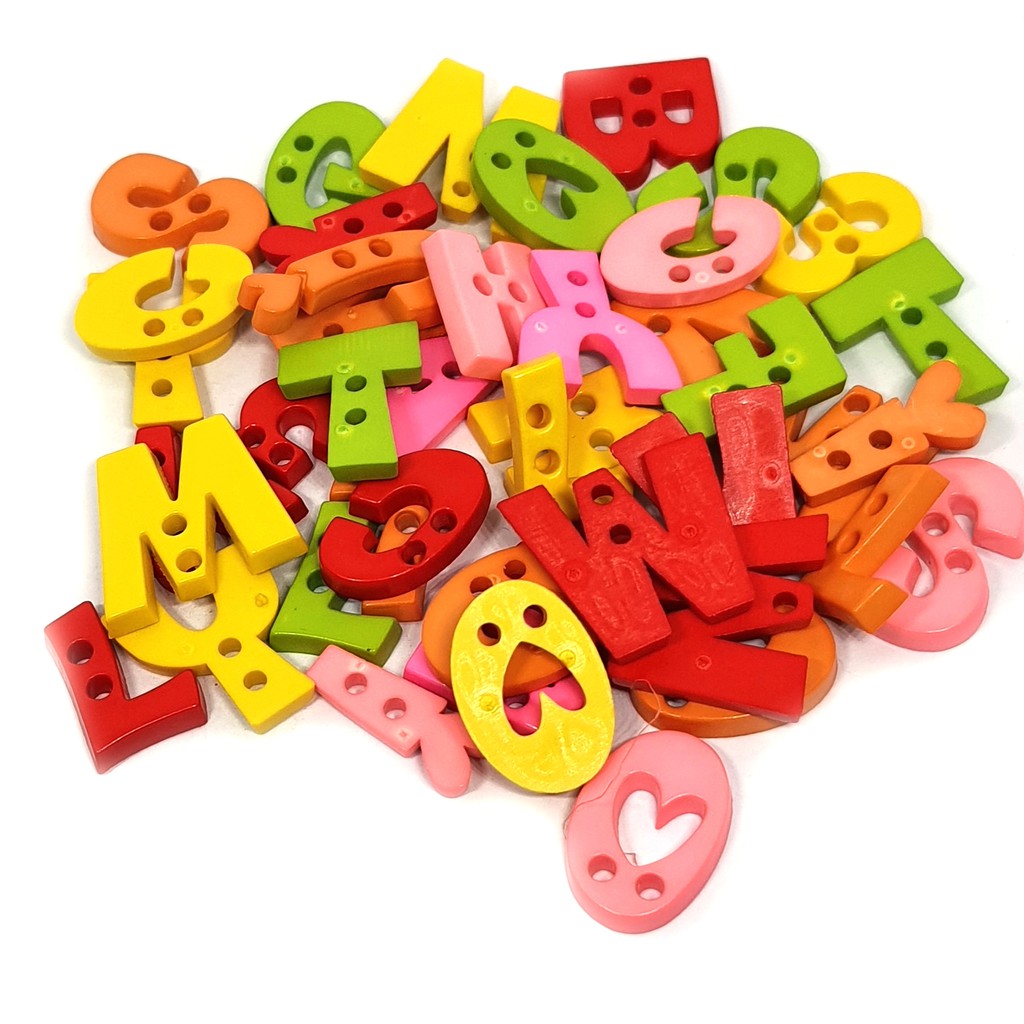 Alphabet Button 50 pcs Mix Colors a b c d (random pick) | Shopee Malaysia