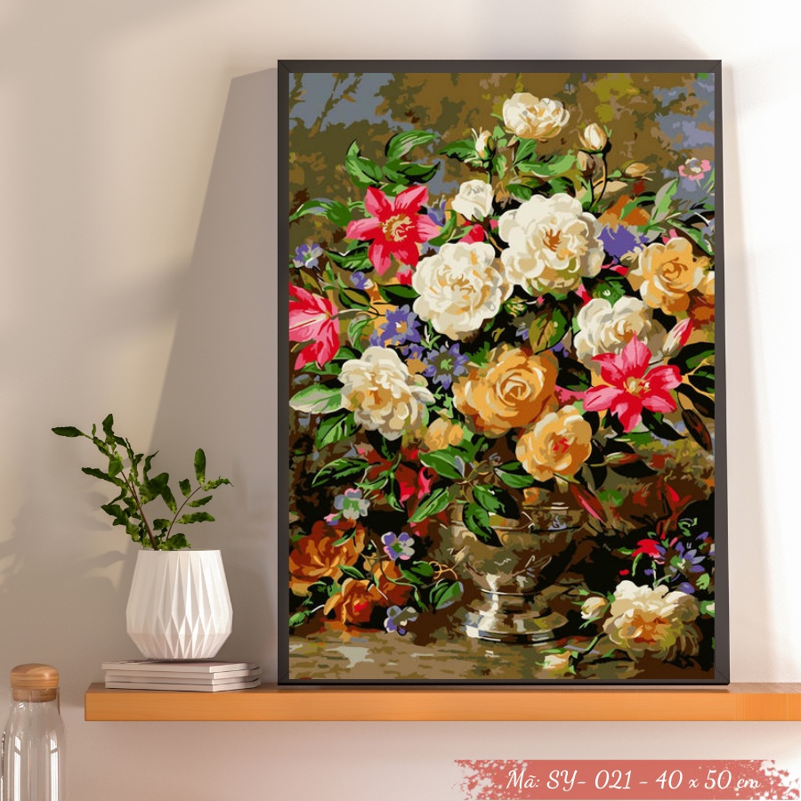 Digitized Oil Painting Color By Number Flower Pattern - SY021 With ...