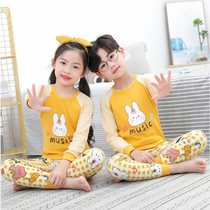 QW DUMBO 3 13 years cotton kids Pajamas sleepwear top pants suit toddler baby girls clothes children s cute baju breathable long sleeve casual home ware pyjamas Shopee Malaysia
