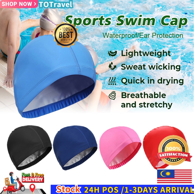 Adults/kids Swimming Caps High Elastic Waterproof PU Protect Ears ...