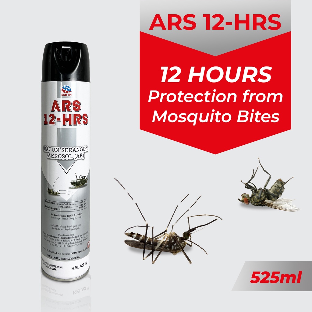 ARS 12HRS 525ml Mosquito Repellent Aerosol I Racun Serangga Aerosol