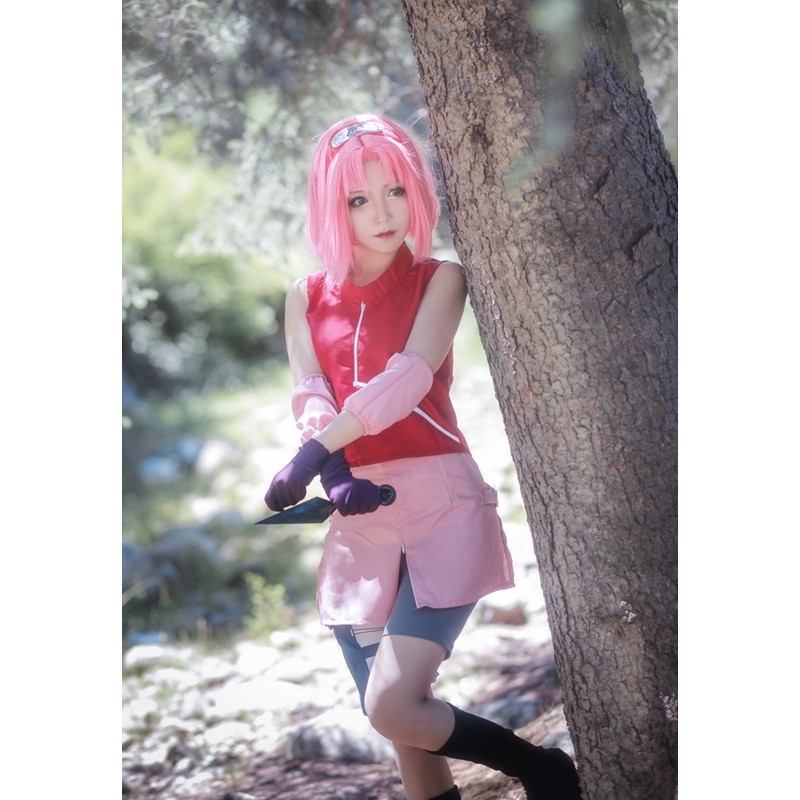 [hua Xiaoyao] Naruto Sakura Cos Clothes Full Set Shippuden Haruno 