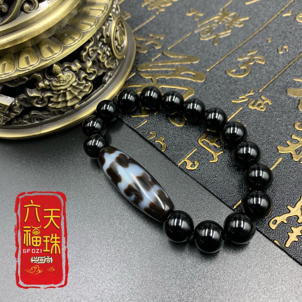 六福天珠6F Dzi 】五福新天珠（单颗新天珠/黑玛瑙手串） | Shopee Malaysia