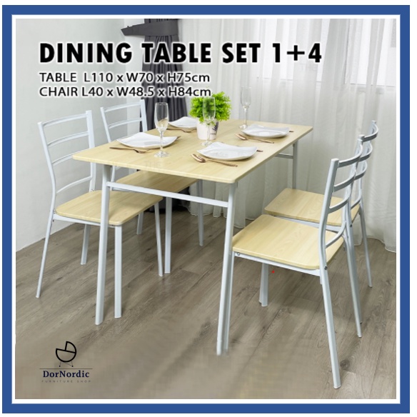 DorNordic Modern Style 4 Seater Dining Set | Meja Makan Set 4 Kerusi ...