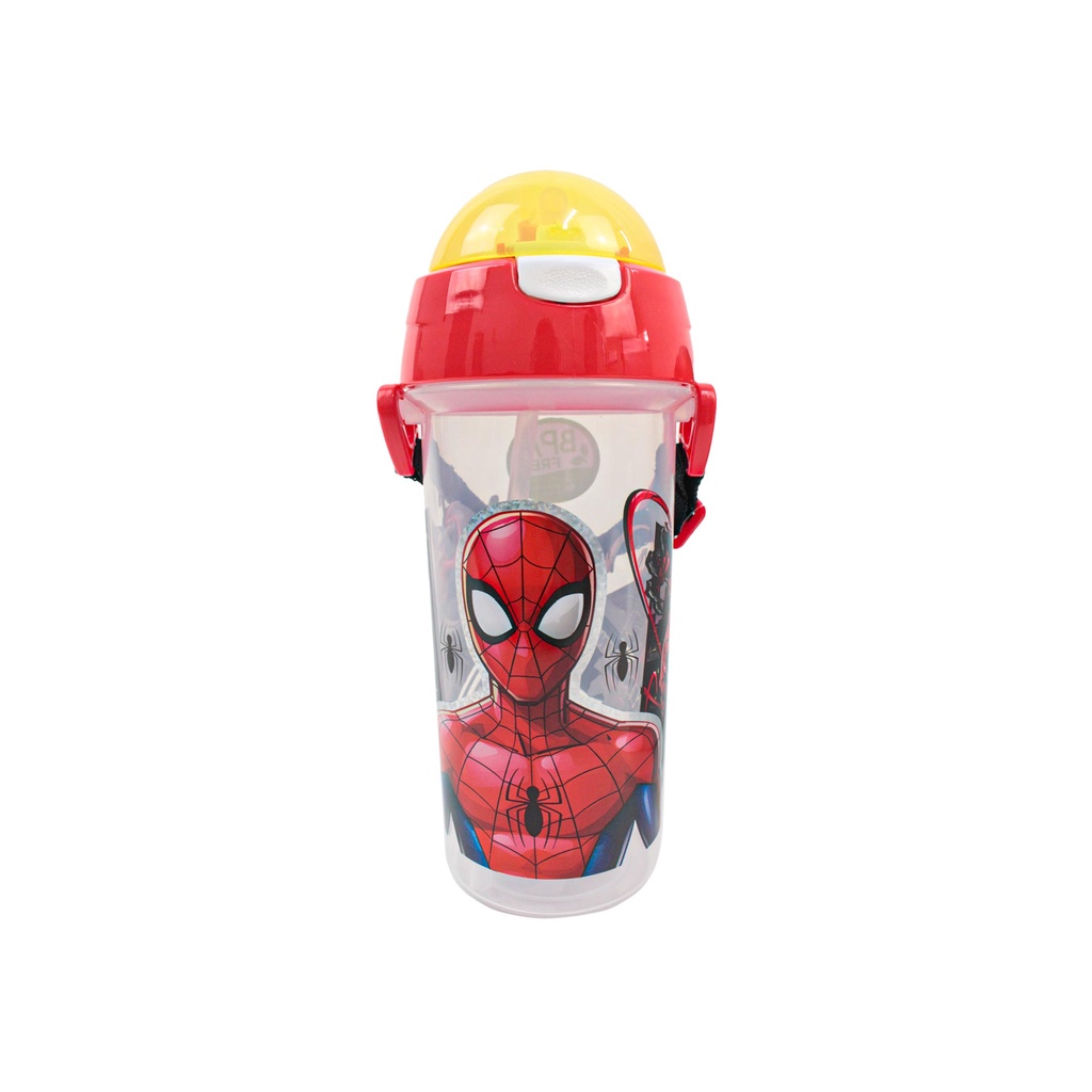 Spiderman Children Water Bottle With Straw Red Yellow 600ml 