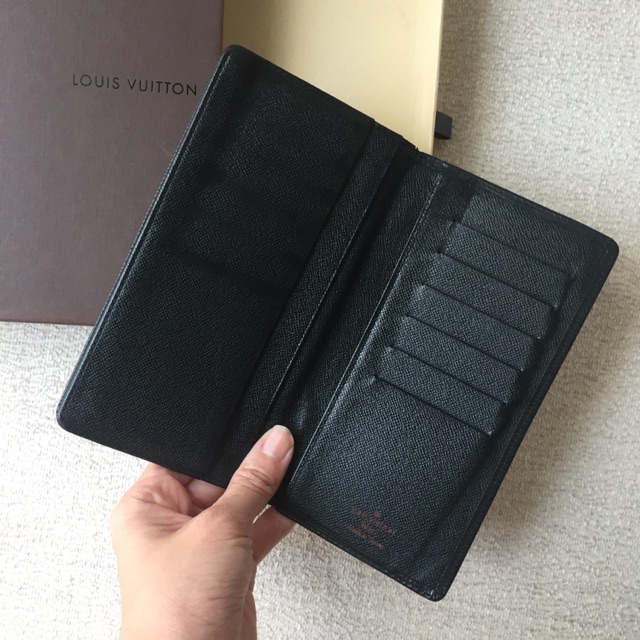 Louis Vuitton Black Genuine Leather Long Wallet for Men LV