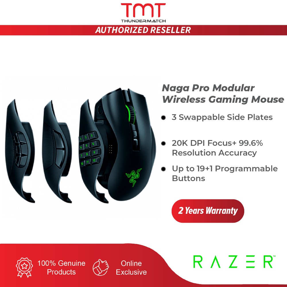 Razer Naga Pro Modular Wireless Mouse with Swappable Side Plates ...