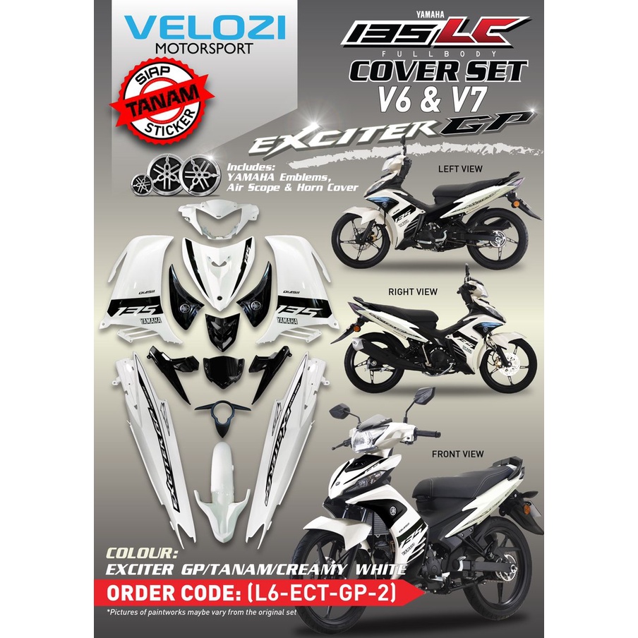 Yamaha Lc Lc V V Creamy White Exciter Gp Coverset Bodyset Siap Tanam Original Velozi With