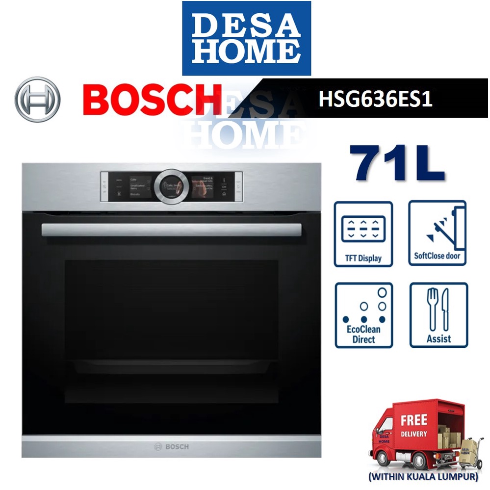 BOSCH Built In Oven With Steam Function (71L) HSG636ES1 Shopee Malaysia