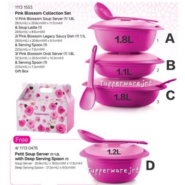 Tupperware murah - Pink lunch set rm 85
