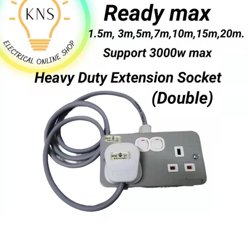 HEAVY DUTY EXTENSION WIRE METAL CLAD DOUBLE TRAILING SOCKET | Shopee ...