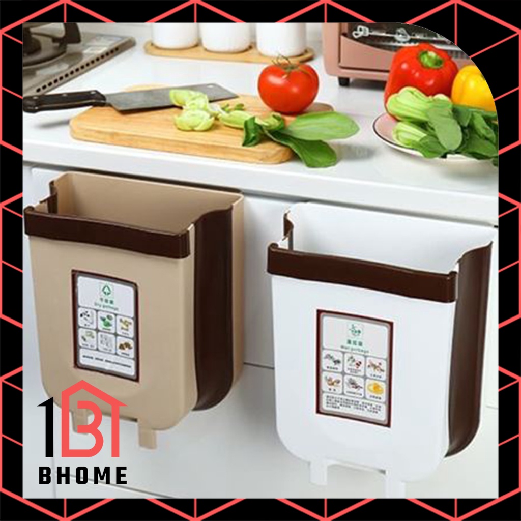 FOLDABLE DUSTBIN FOLDABLE WASTEBIN DOOR HANGING KITCHEN GARBAGE