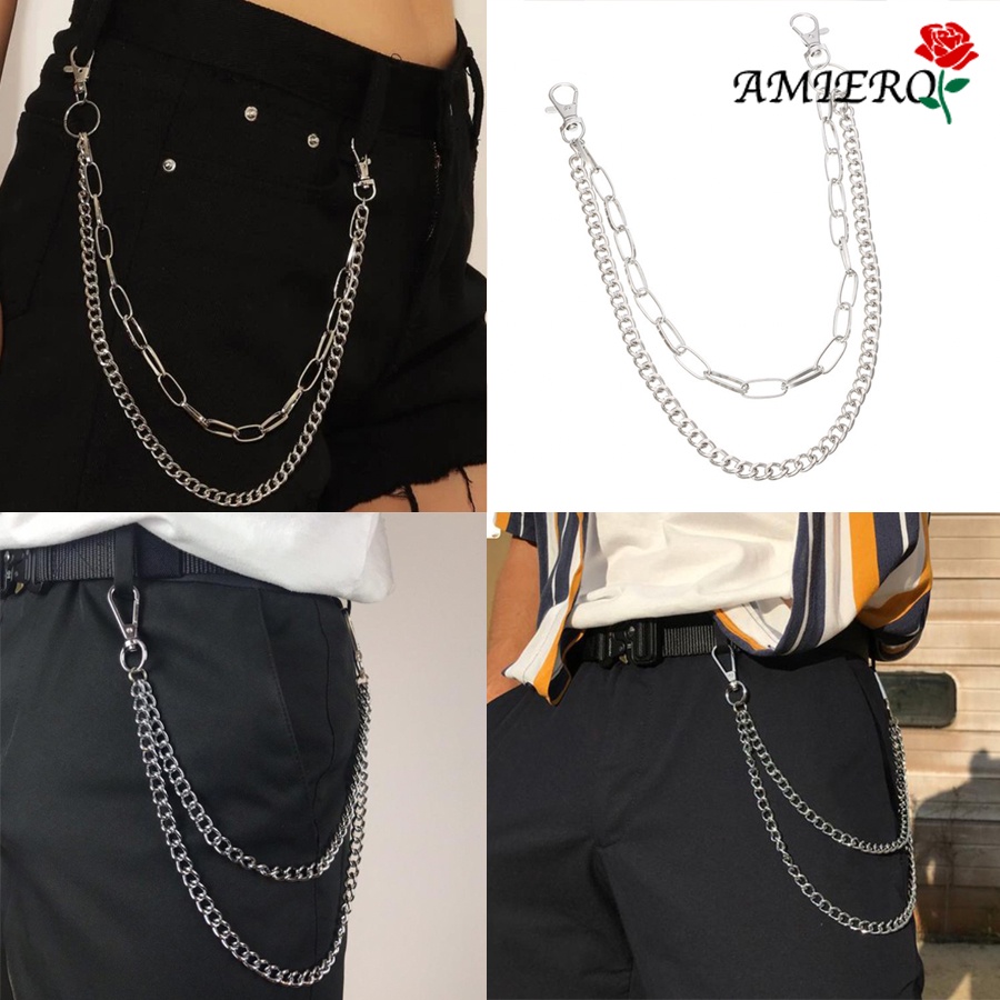 Double Layer Chain Belt Wallet Chain Unisex Rock Punk Hip Hop Chain ...