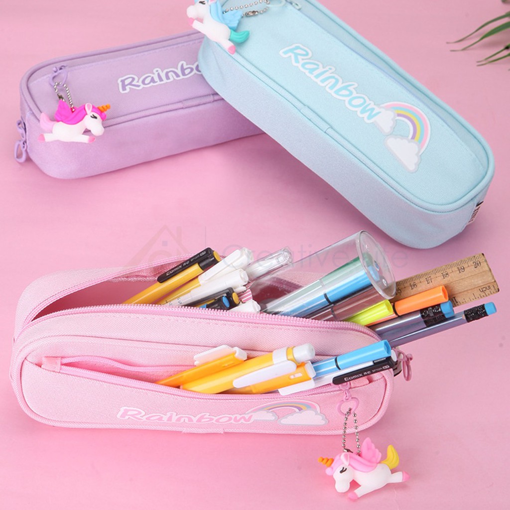 Cute Unicorn & Rainbow Large-capacity Pencil Case Stationery Boys and ...