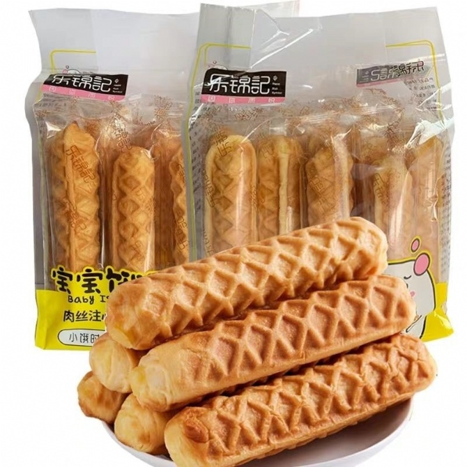 [一袋12条] 乐锦记 手撕棒面包 奶香原味 肉丝注心 LE JIN JI HAPPY RICH SYMBOL BREAD 380G