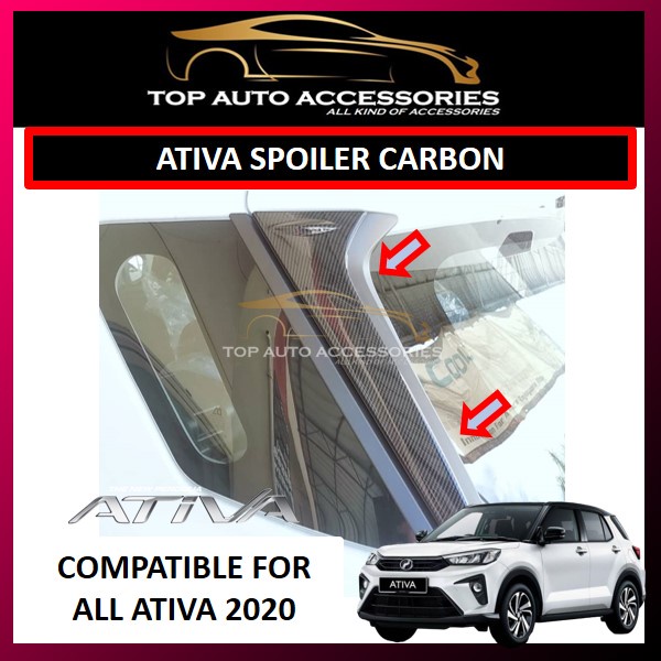 Perodua Ativa Rear Spoiler Carbon Fiber / Chrome Garnish (chose design ...