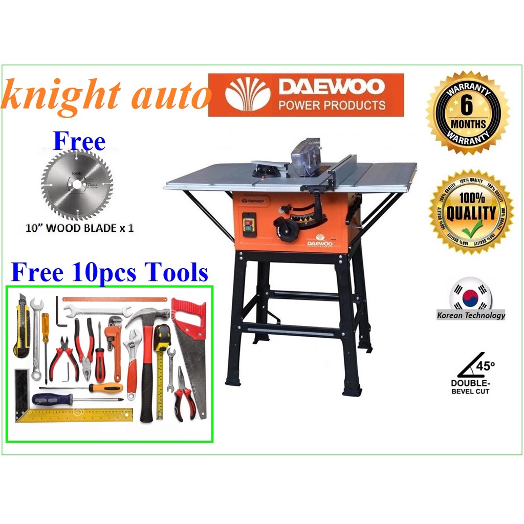 ( Free 10pcs tools) Daewoo DATS250 10'' Table Saw Machine 250mm 2000w