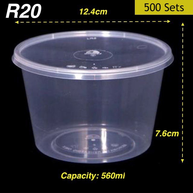 R20 Round Plastic Food Container With Lid / Bekas Plastik Bulat ...