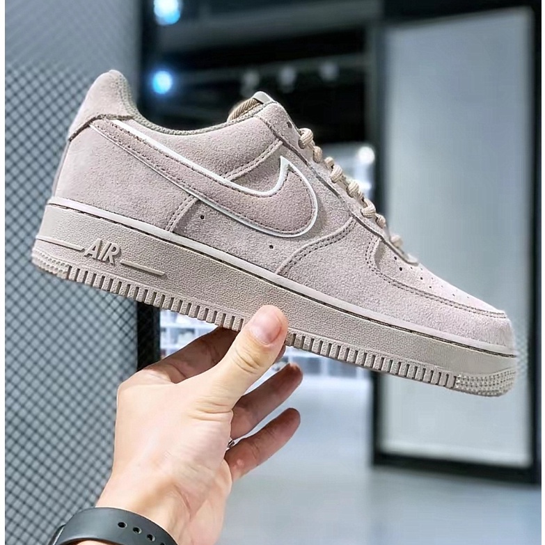 Nike Air Force 1 07 LV8 Suede Low Top Casual Sneakers Deerskin Grey Black Grey Pink Shopee Malaysia