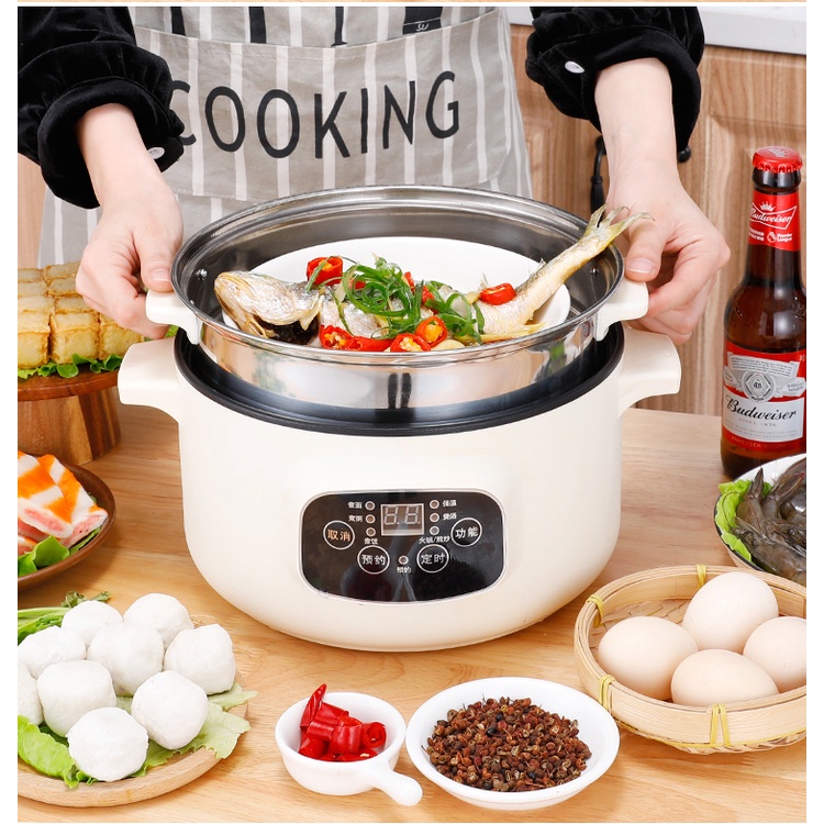 Electric cooker multifunctional electric skillets doublelayer steamer
