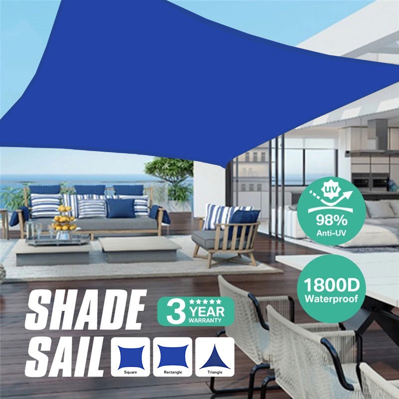 280gsm Blue Awnings Shade Sail Cloth Waterproof Oxford Garden Durable Sun Shade 98uv Protection 1219