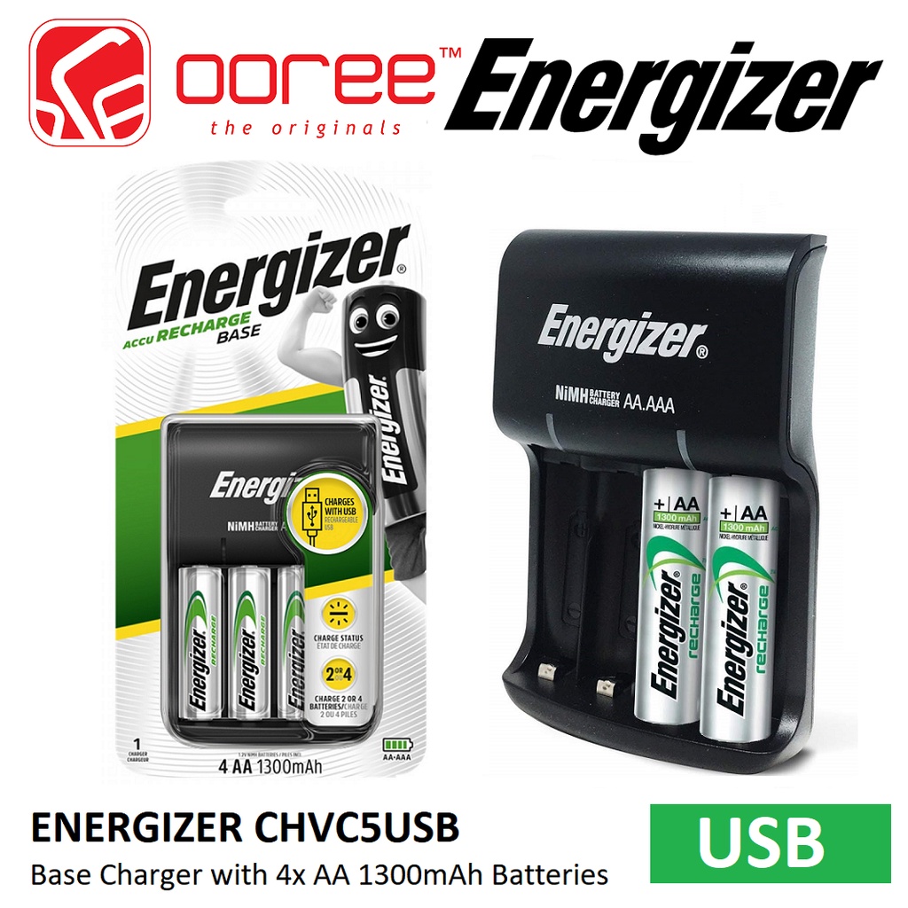 Energizer Rechargeable AA and AAA Battery Charger (Recharge Value) with 4 AA  NiMH Rechargeable Batteries 