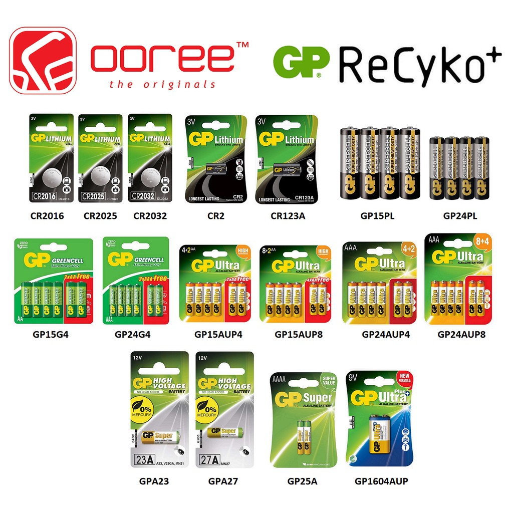 [ORIGINAL] GP ALKALINE BATTERY AA / AAA / AAAA / 9V / GREENCELL